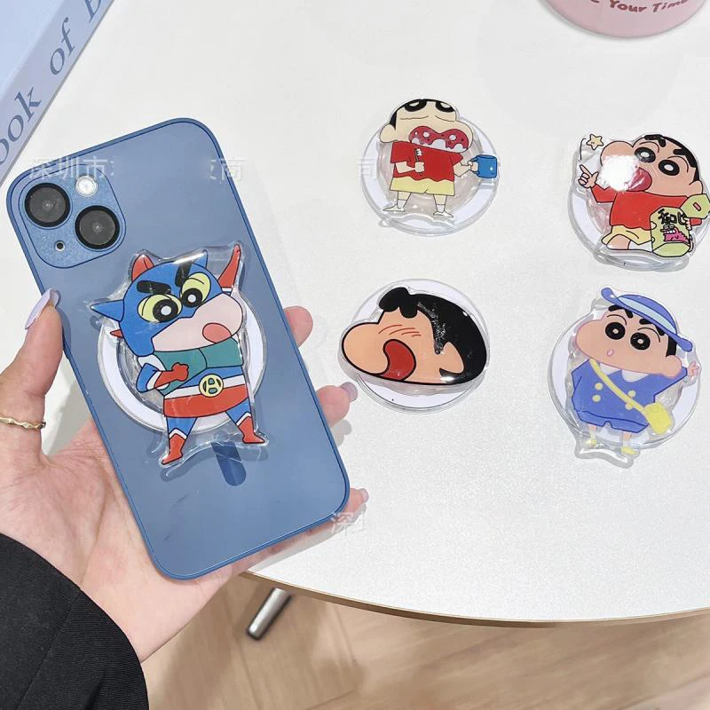 애니메이션 크레용 신짱 커플 폰 케이스 홀더 포함 무선 폰 에어백 스탠드 그립 톡 홀더 브래킷 선물