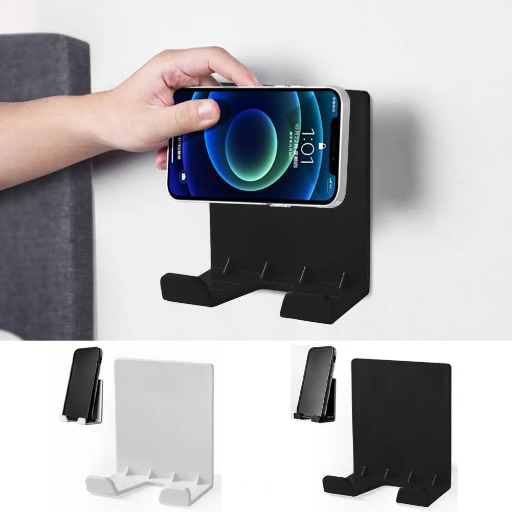 

Mobile Phone Holder Universal Compact Self-Adhesive Rack Sturdy Wall-mounted Phone Shelf Punch Free For Kitchen Home Bathroom