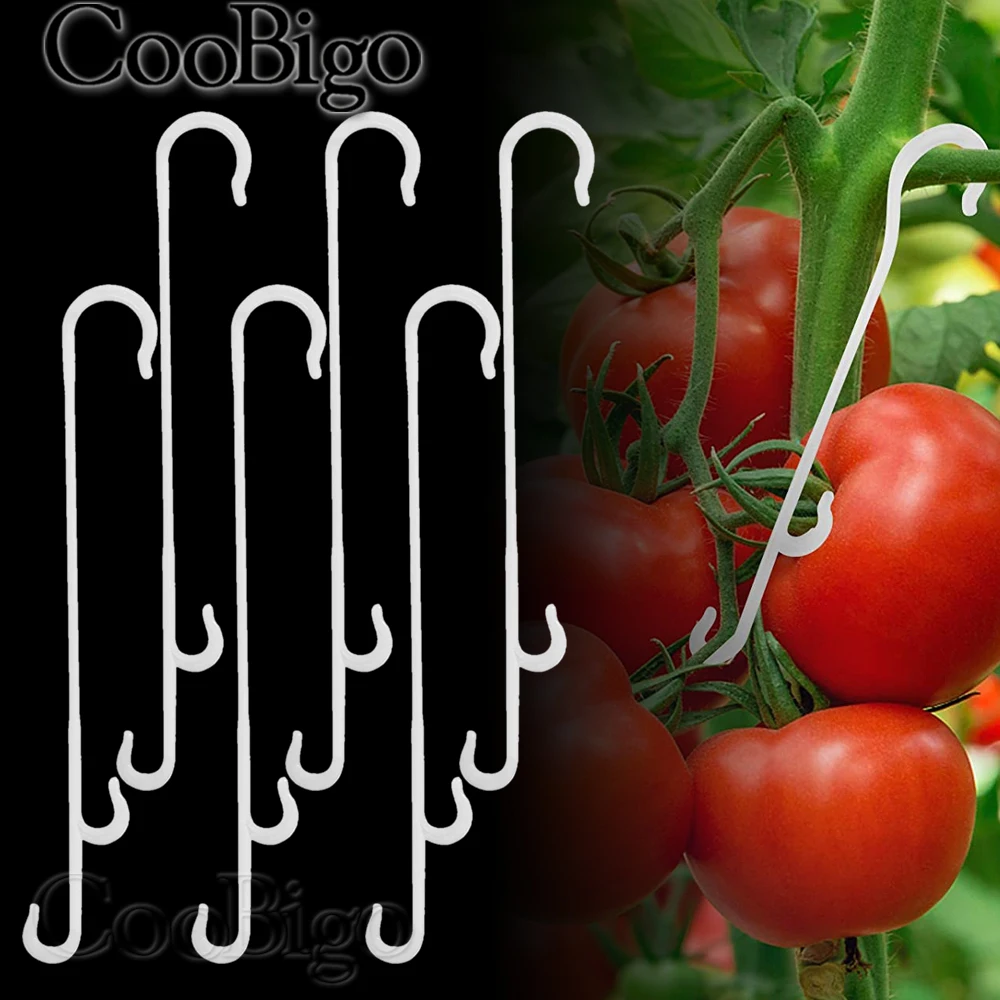 100pcs Plant Tomato Support Ear Hook Clip Plants Trellis Garden Vegetable Patch Fruit J Shaped Hooks Gardening Supplies Plastic plant clips plastic plant clips