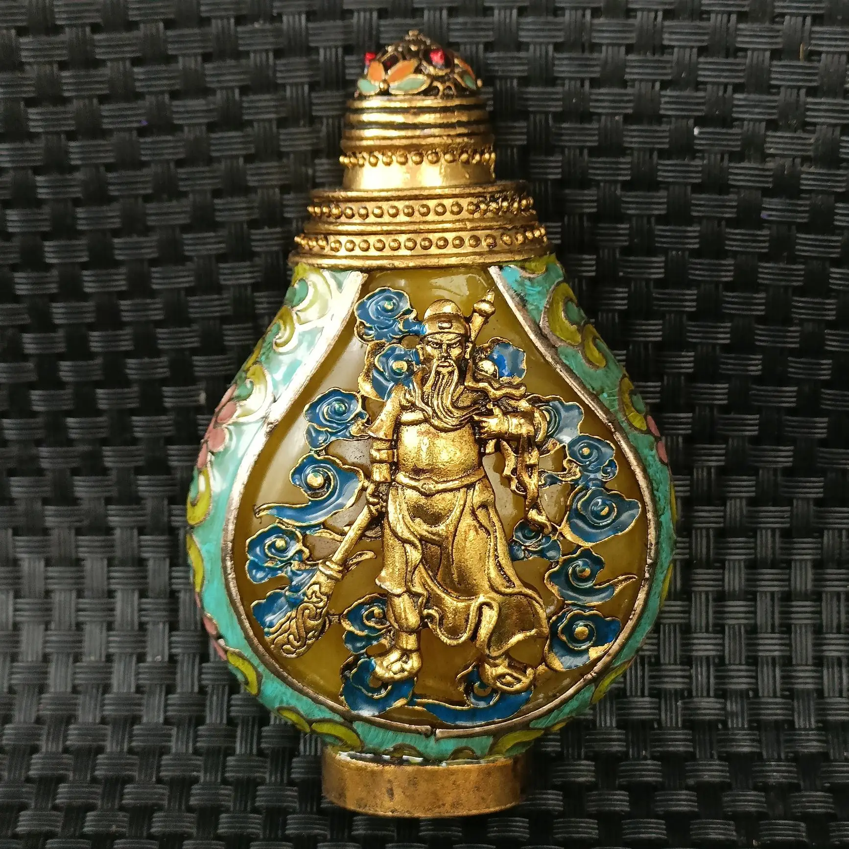 

China Elaborate Good Luck Sculpture Guan Yu Bottle Metal Crafts Small Ornament Home Decoration Free Delivery