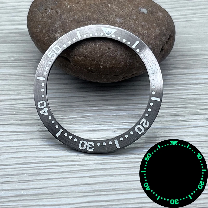 Steel Watch Bezel Insert Ring with C3 Green Luminous Finish - Premium Replacement Part