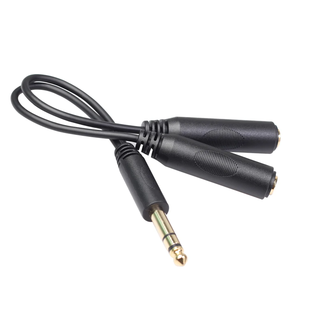 

6 35mm 635 Stereo Large Three-Core One Male and Two Female Audio Adapter Cable Connected Cord to Laptop Y Splitter 635mm