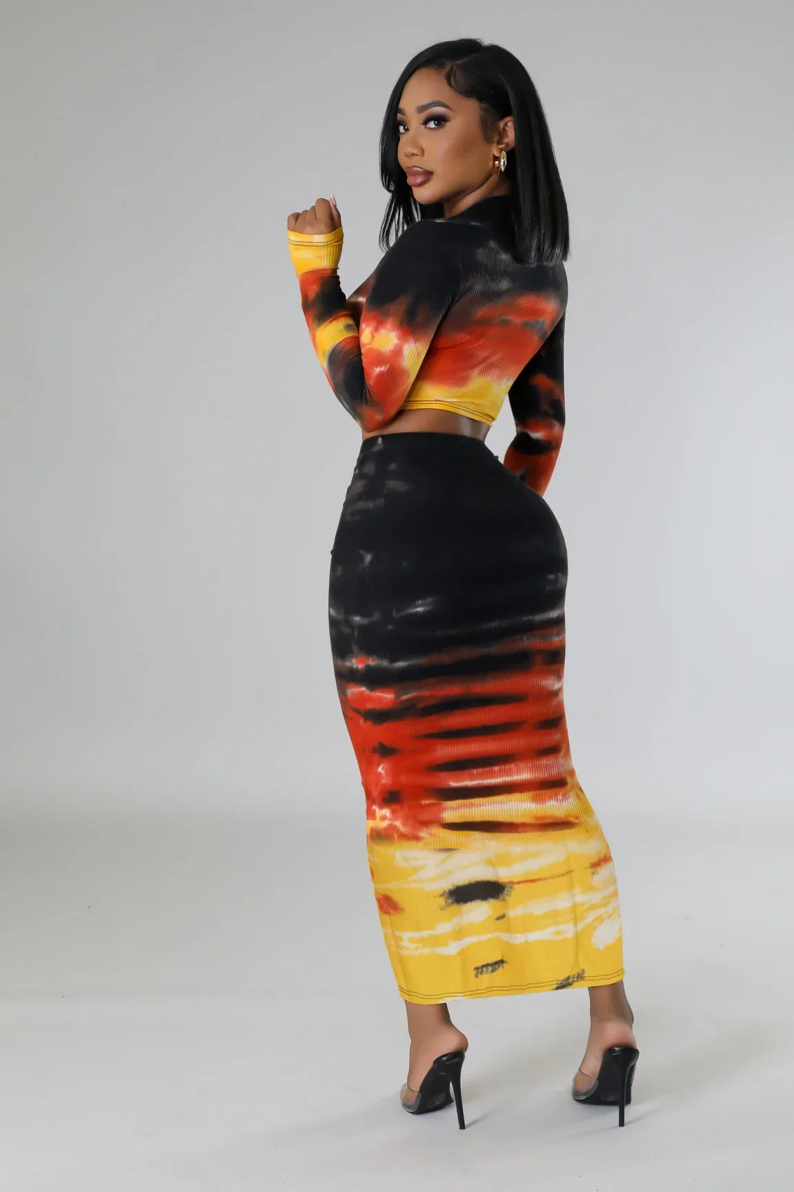 Casual Sets for Women Two Pieces Print Long Sleeves O Neck Skinny Tops New in Matching Suit Spring Autumn Pencil Long Dress Sets