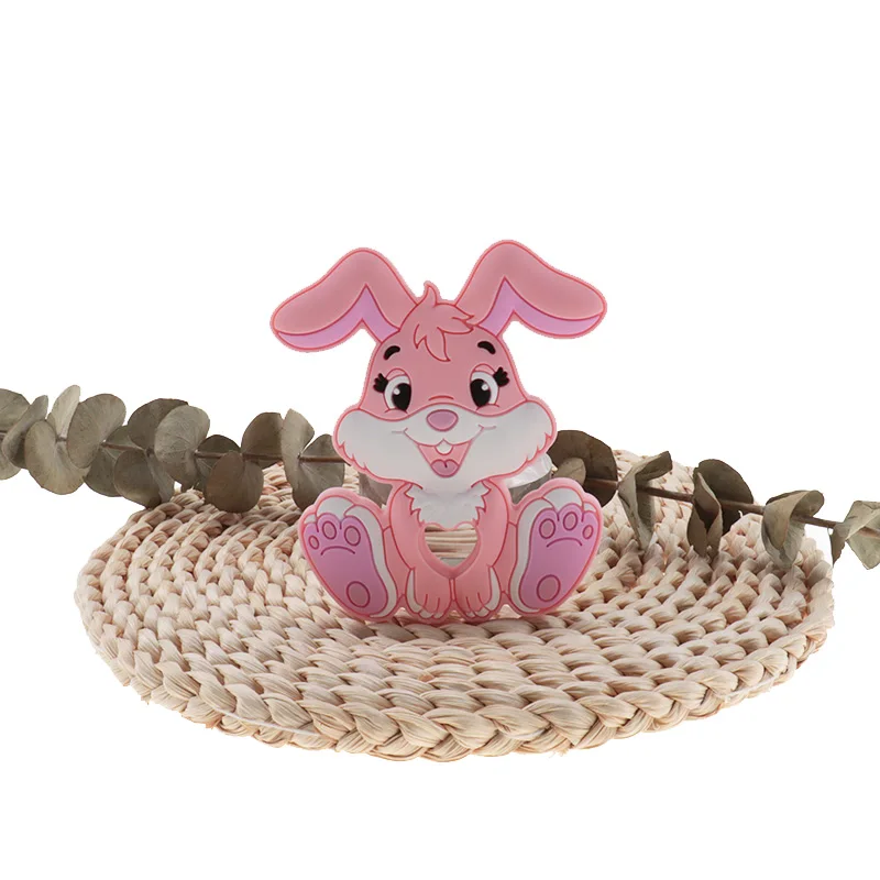 

QHBC 20PCS Rabbit Baby Silicone Teether BPA Free Newborn Bunny Mordedor Tooth Care Animal Pendant Rattle Accessories Rodent Toys
