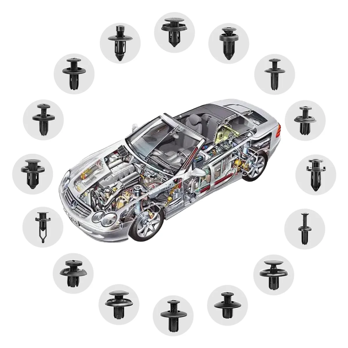 Car fastener clips Car Plastic Retainer Clips Automobile Fender Push Pin Rivet Door Trim Panel Retainer Automobile Bumper Mixed Size Fasteners Tool