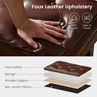 Ottoman Stool, Mid-Century Modern PU Leather Vanity Accent Stool Chair, Makeup Stools Footrest Side Table, Set of 2 4