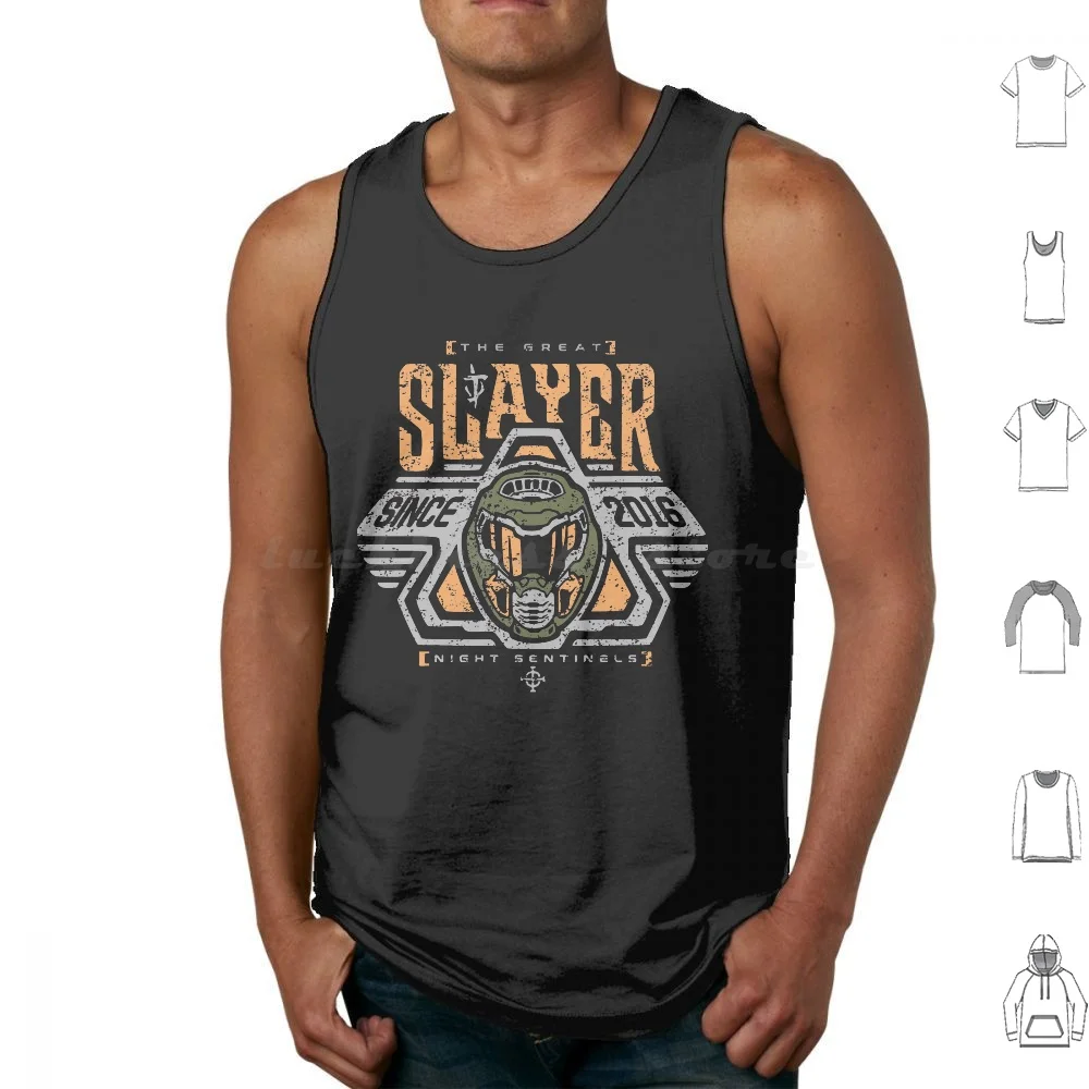 Space Tank Tops Vest Videogioco Senza Maniche Gamer Gaming Fps Shooter Console Arcade Classic Demons Hell Marine Space Galaxy