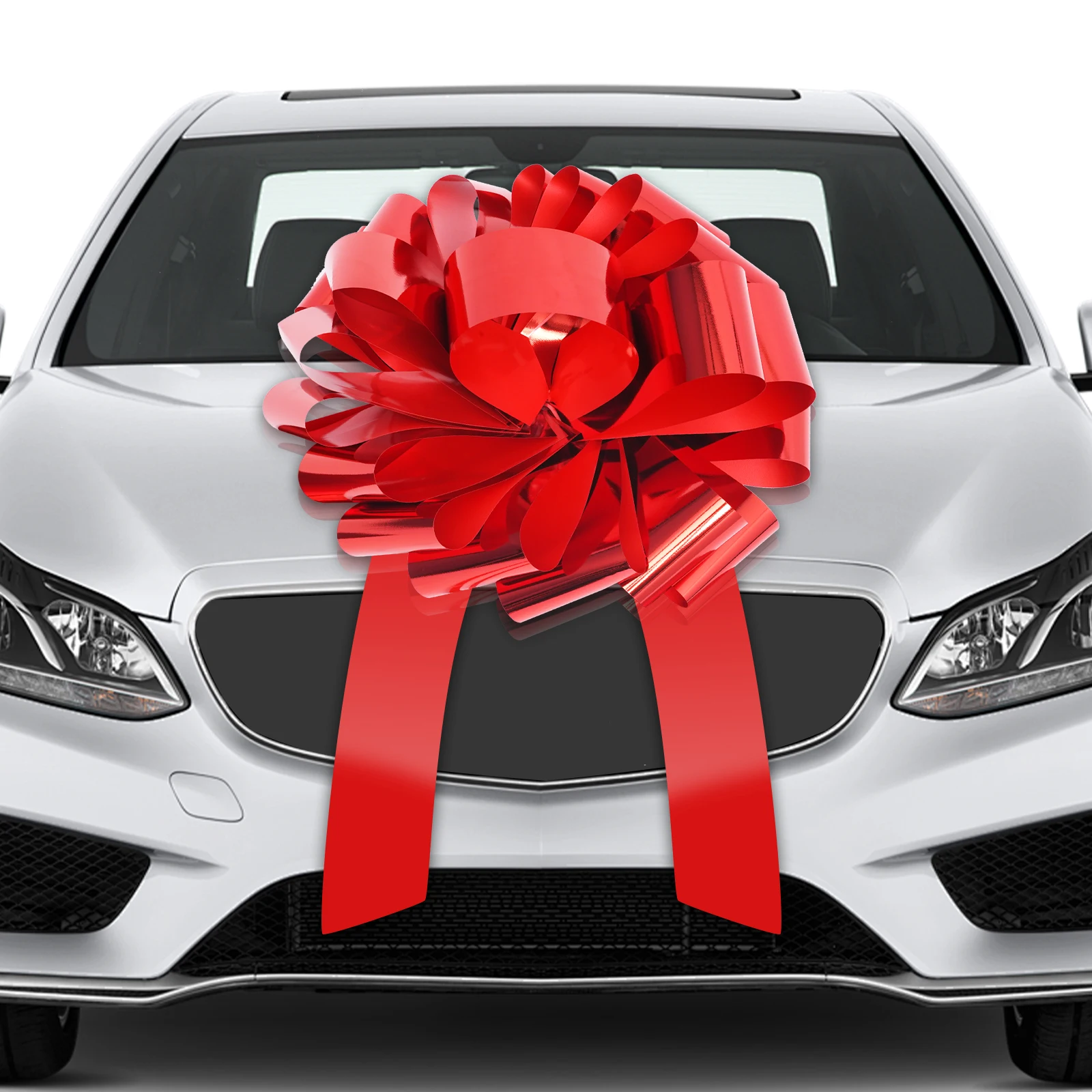 35,6 cm großer roter Auto-Schleifen mit Zugschnur, Geschenkschleifen für Autos, Fahrräder, riesige Geschenkschleife für Weihnachten, Hochzeit, Party, Jahrestag