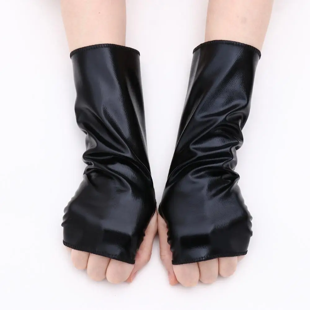 1 Pair Fashion Leather Gloves Men Women PU Mittens Hip-Hop Dance Gothic Punk Cosplay Black Gloves Dress Up Halloween