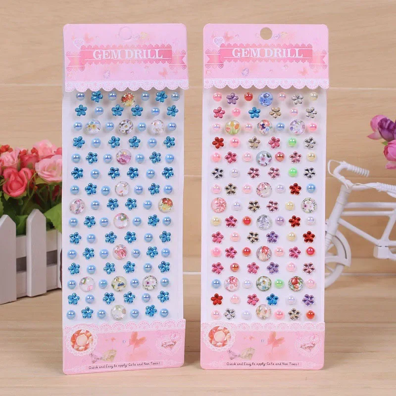 5 Sheets DIY Rhinestone Stickers Colorful Acrylic Diamond Paste Crystal  Sticker Children Stickers Rose Diamond Sticker Random Style Color