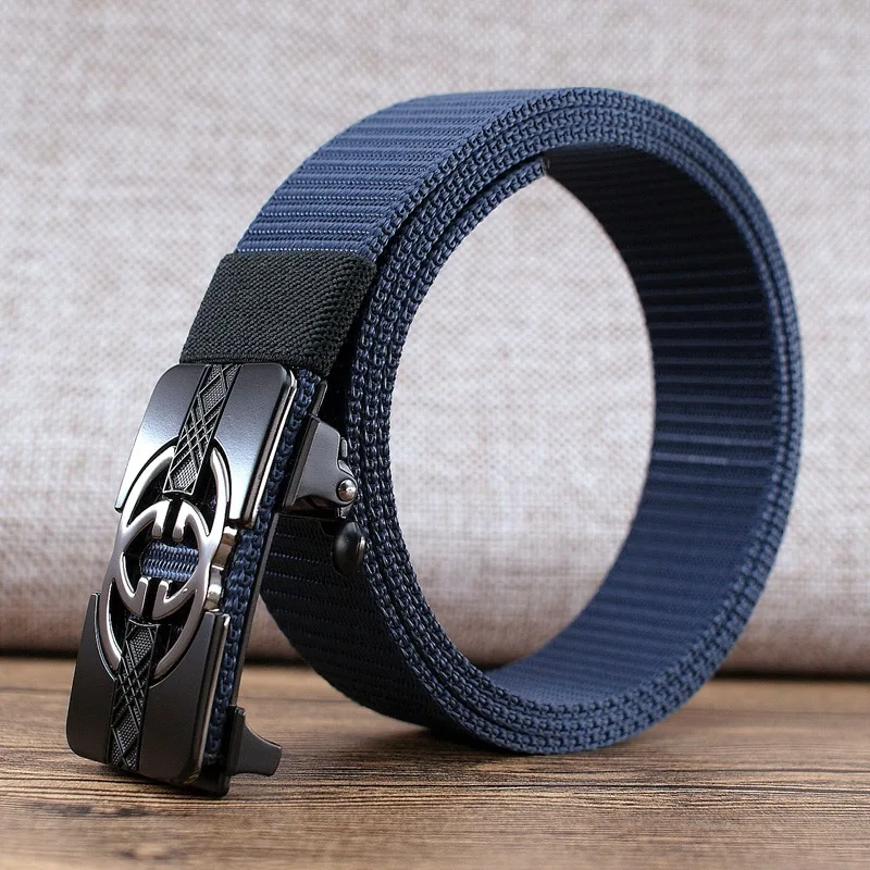 New 90-160cm Toothless Automatic Buckle Nylon Belt Men\'s Outdoor Leisure Breathable Women Belt Male All-match Belt for jeans