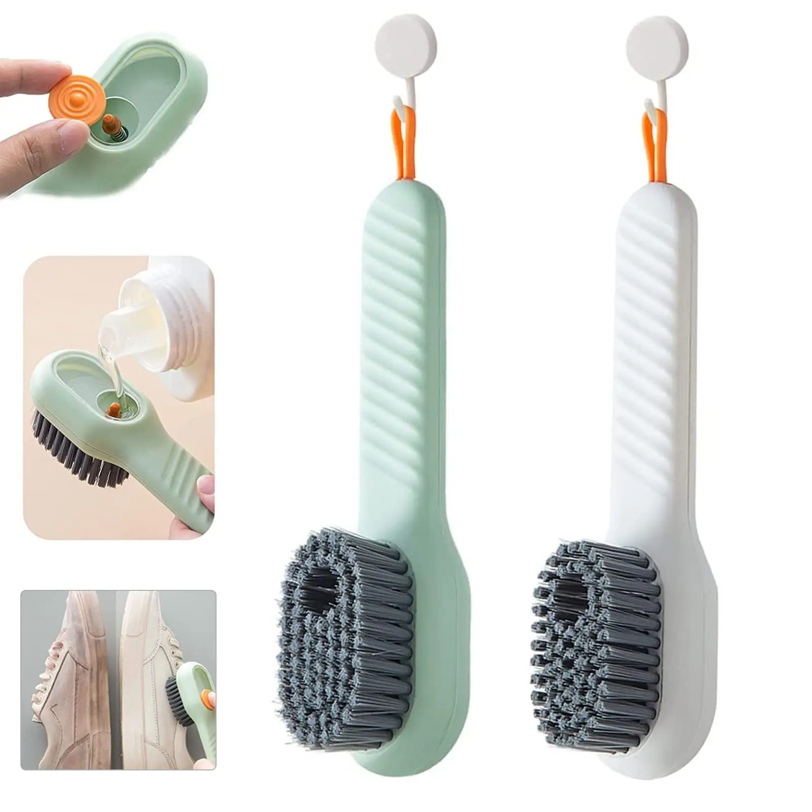 1/2Pcs Household Soft Bristle Cleaning Brush Multifunctional Liquid Shoe  Brush Press Shoe Clothing Board Brush Cleaning Tools - AliExpress