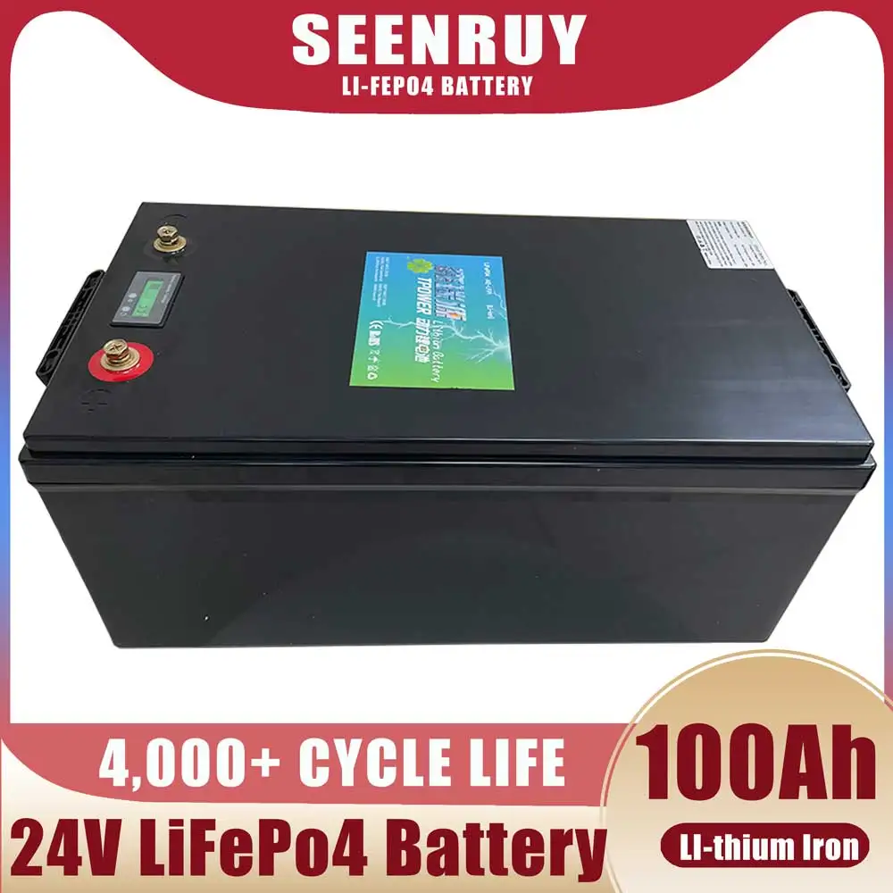 

Аккумуляторная батарея SEENRUY, литий-железо-фосфат, 24 В, 100 Ач, 8S BMS, для лодок, автомобилей, автофургонов