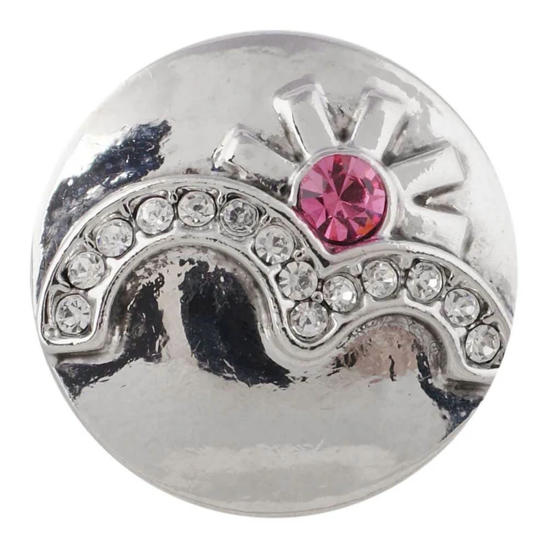 K0014 Flower Love Crystal gemstone Birthstone 18mm Metal snap button jewelry DIY  bracelet 