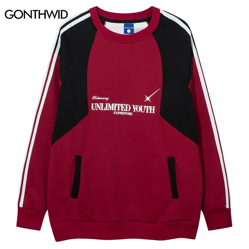 

Retro Sports Sweatshirt Y2K Hip Hop Letter Print Patchwork American Style Hoodie Streetwear 2023 Harajuku Fashion Loose Pullover
