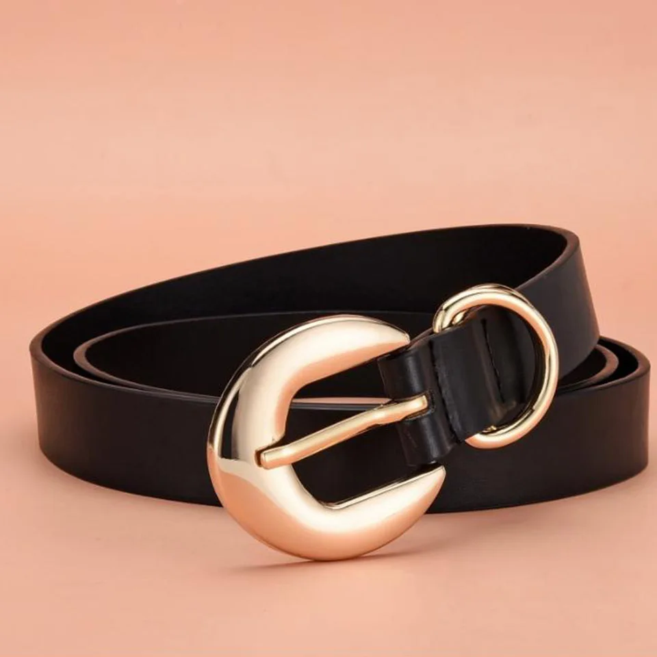 High Quality Fashion Belt Leather Ladies Belt Leisure Travel Literary Girl Personality Narrow Double Ring Fine Belt A3340
