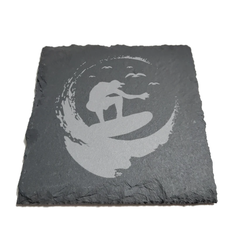 

Surfing Natural Rock Coasters Black Slate for Mug Water Cup Beer Wine Goblet J042
