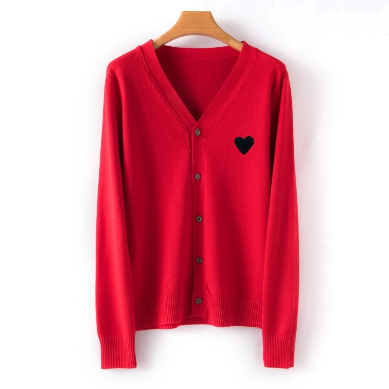

(Have Eye) PLAY Women and Men Cardigan Spring Autumn Heart Single-breasted Long Sleeve Japan Trend Brand Casual Sweater