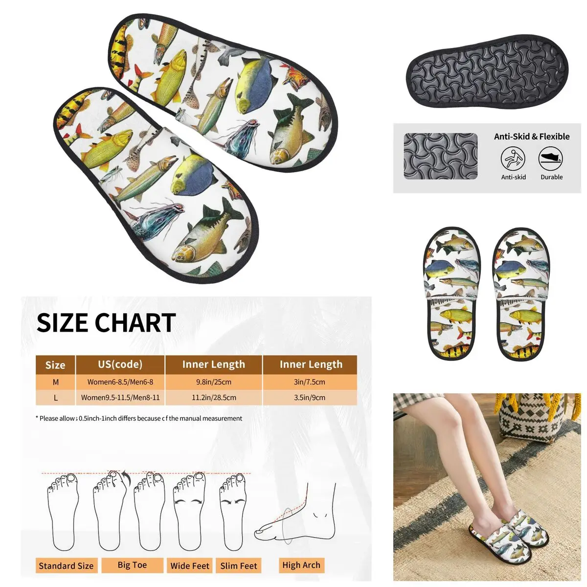 

Various Colorful Tropical Fish Men Women Furry slippers,Cosy printing pantoufle homme Home slippers