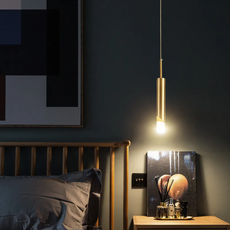 

Modern Bedroom Bedside Kitchen Restaurant Living Room Interior Decor Lamp Nordic Light Luxury Metal Single Head LED Chandelier