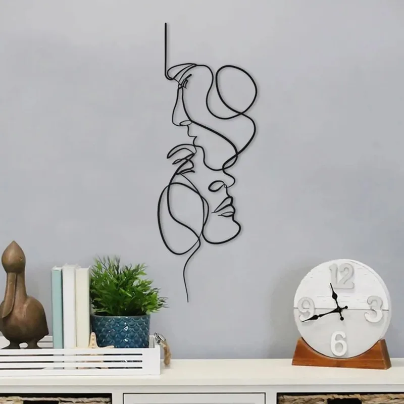 

Black Metal Wall Art Wall Hanging Decoration Abstract Iron Wall Sculpture Minimalist All-lap Line Home Furnishing Process