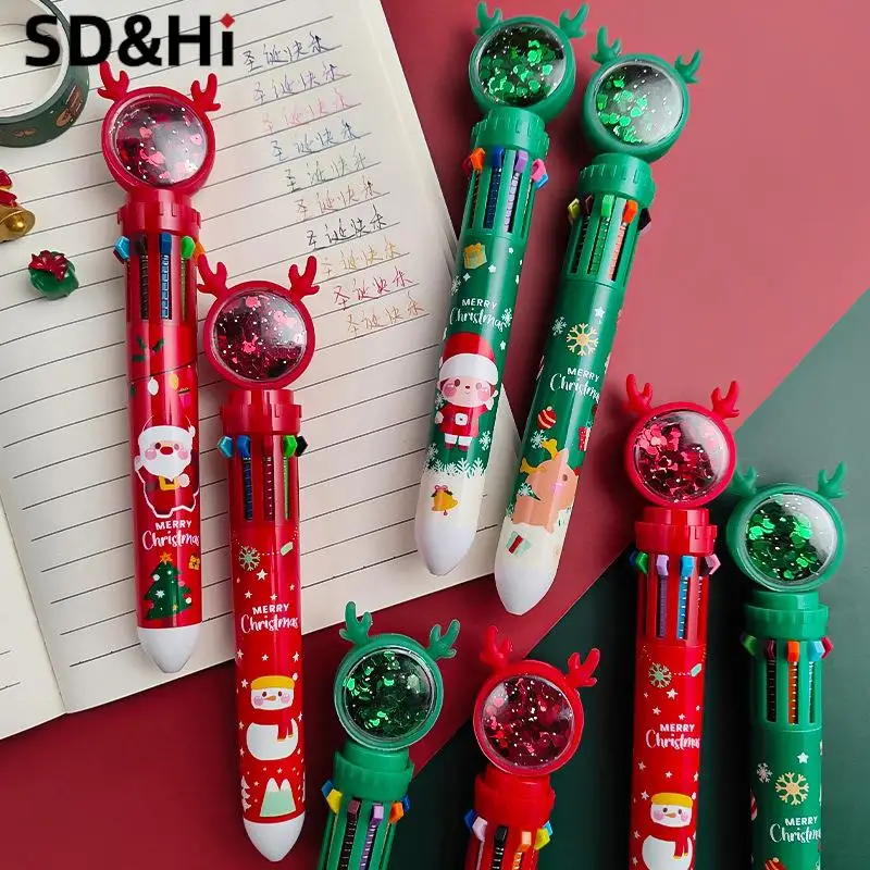 

10 Colors Christmas Elk Gel Pen Cute Kawaii Ballpoint Multicolored Pen For Kids School Writing Supplies Stationery Office