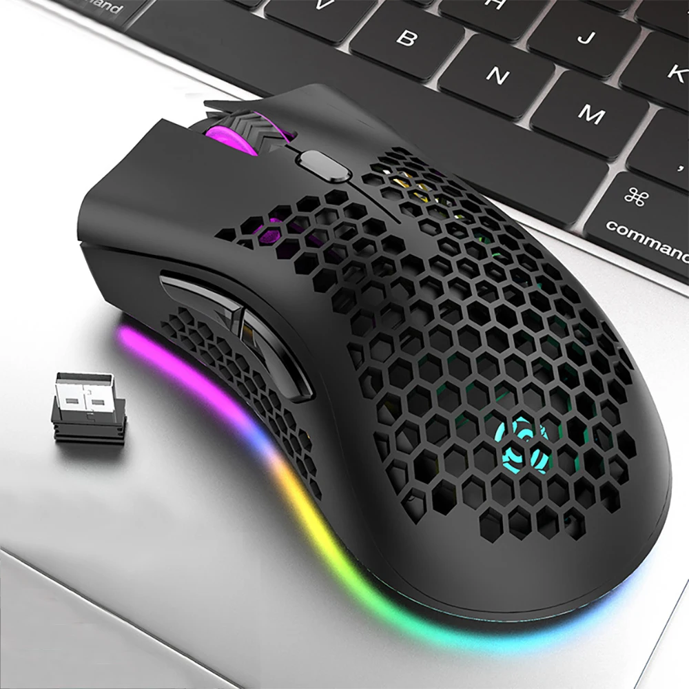 Luz Rgb sem Fio Ergonomic Gaming Mouse Recarregável Desktop pc Computadores Notebook Laptop 2.4g Usb Bm600