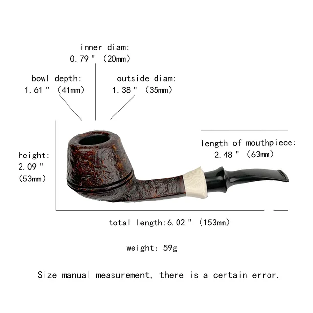 MUXIANG Classic Briar Wood Pipe Acrylic Handmade BeTobacco Pipe