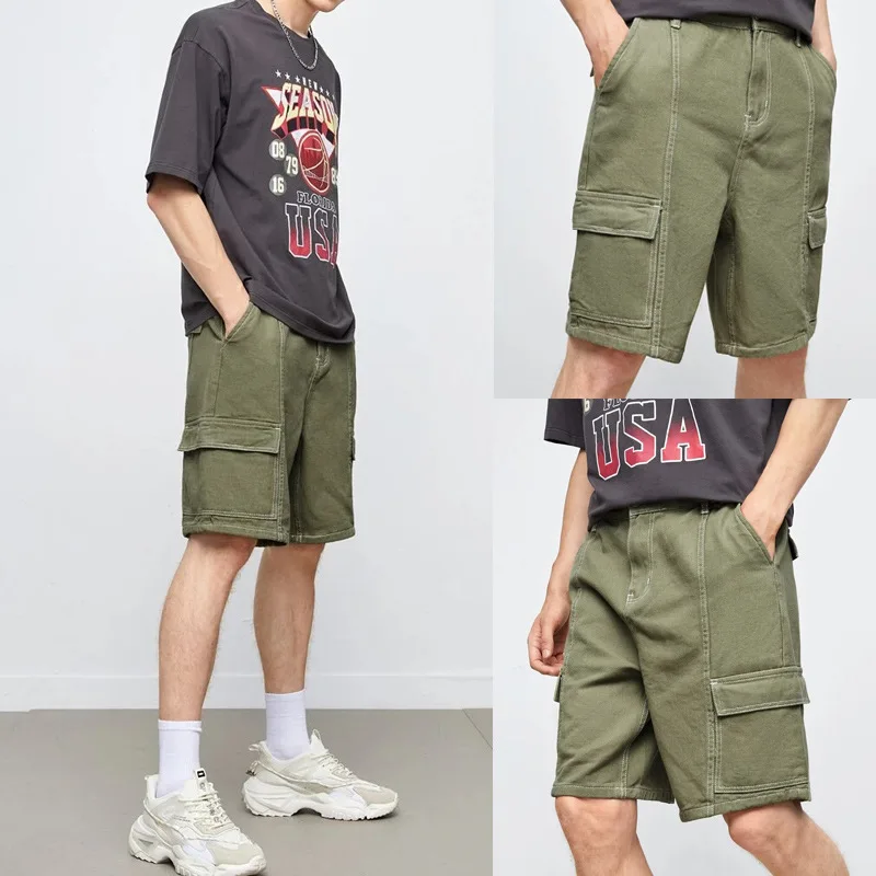 

Cargo Shorts Mens Multi Pocket Shorts Solid Color Cropped Pants Men Casual Shorts Summer Breathable Bottoms Fashion Streetwear