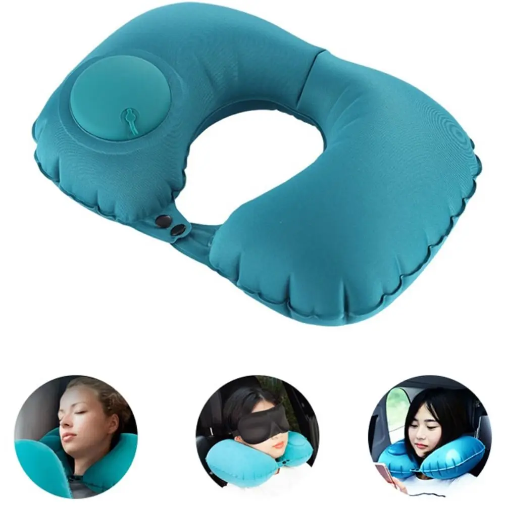 Description Picture 2 of itemU Shape Neck Cushion Automatic Air Inflatable Pillow Compress Ring Pillow For Airplane Car Outdoor Travel