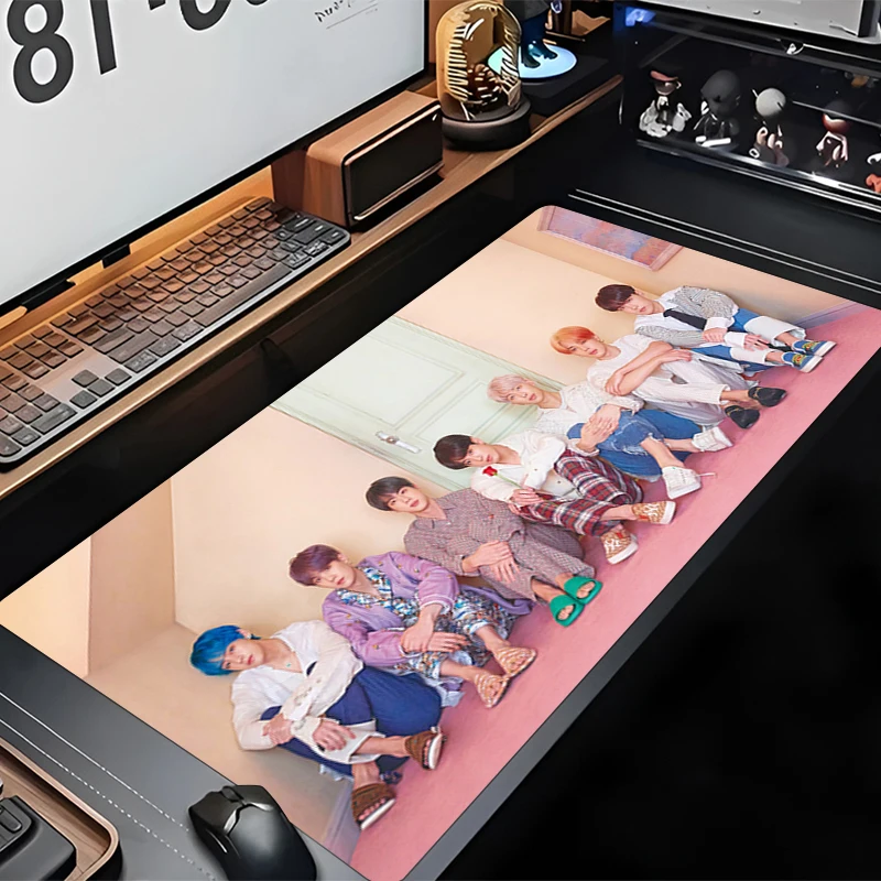Laptop Anime Mousepad Kawaii KPOP Boys Custom Desk Mat Keyboard Gamer Black Non-slip Carpet Mouse Mats Office Decor Table Pads 4