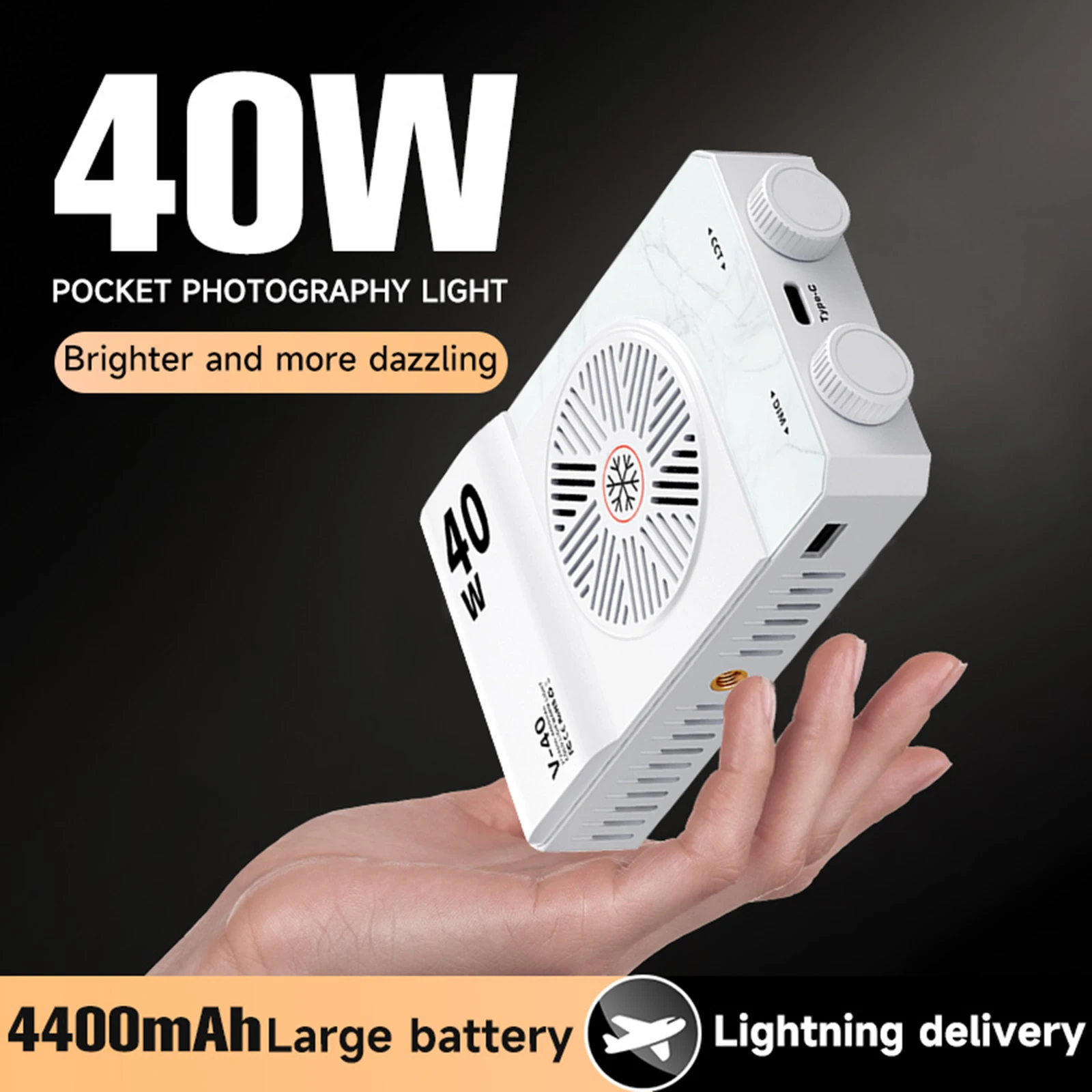 40W LED 카메라 조명 2800K-9000K 휴대용 필 라이트 4400mAh 충전식 사진 조명 비디오 조명