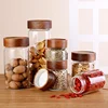 Glass Storage Containers,High Borosilicate Glass Jars Kitchen Food Canisters with Acacia Wood Lids for Coffee Beans/Sugar/Nuts 1