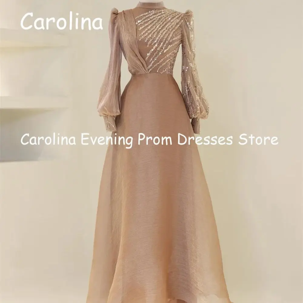 

Carolina Organza A-line O-neck Appliques Floor-length Prom Gown luxury Evening Formal Elegant Pretty Party Dress for Women 2023