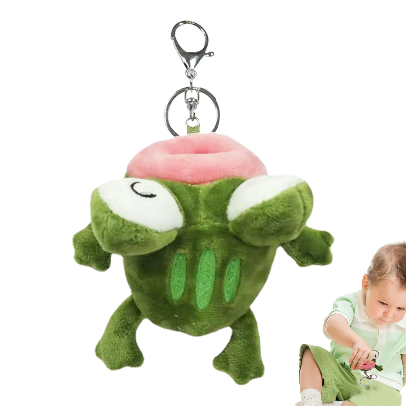 Plush Frog Keychain Fluffy Stuffed Frog Keychain With Animal Key Ring Hanging Ornament Plush Stuffed Animal Car Key Holder For private order 5 carats of moissanite 18k gold ring with large particles luxury jewelry designer