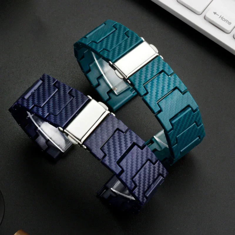 Carbon Fiber Watch Band Strap, 20mm/22mm, Compatible with Popular Models