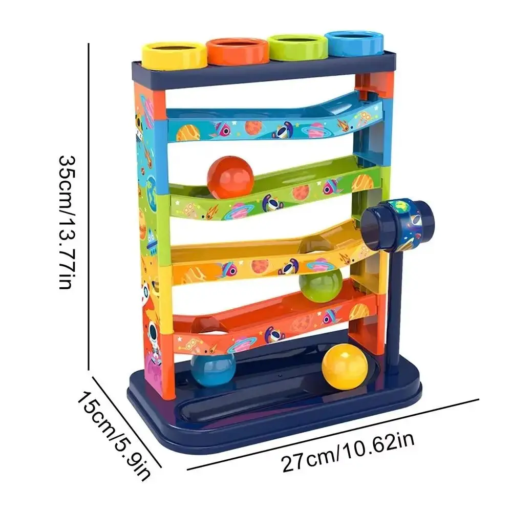 Plastic Slide Rolling Ball Ramp Interactive Montessori 5-Layer Colorful Track Colorful Puzzle Track Knocking Ball Children's