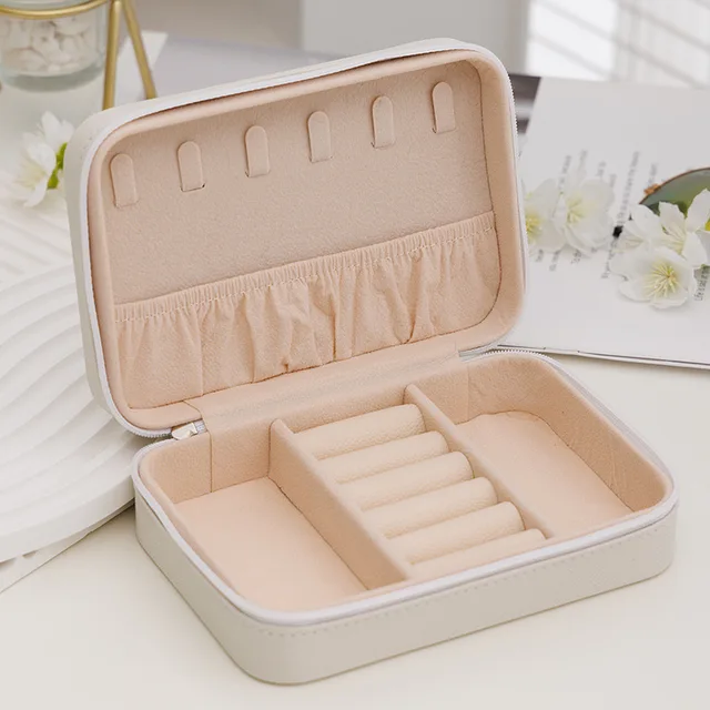 Boîte de rangement portable pour bijoux, organiseur de voyage, étui à bijoux en cuir, rangement pour boucles d'oreilles, colliers, bagues, présentoir à bijoux