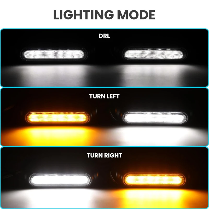 Motorcycle Highway Bar LED Lights – Daytime Running Lights & Turn Signals, Universal Fit For 1-1/4 Inch Crash Bars