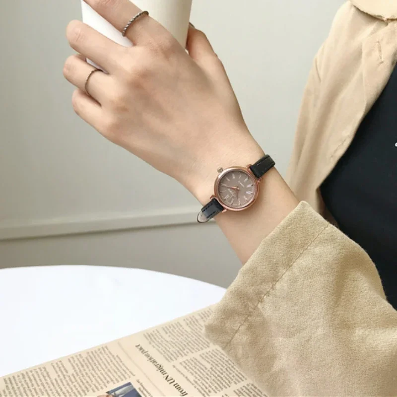 Ladies Quartz Watch Brown Leather Strap