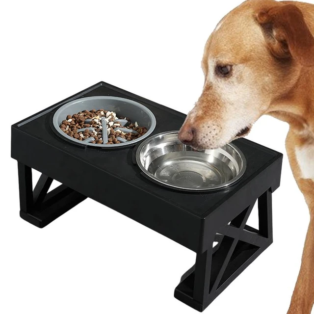 Elevated Dog Bowls Adjustable Raised Dog Bowl Double Feeding Station Slow  Feeder Pet Bowl Elevated Food Water Feeder For Dog - AliExpress