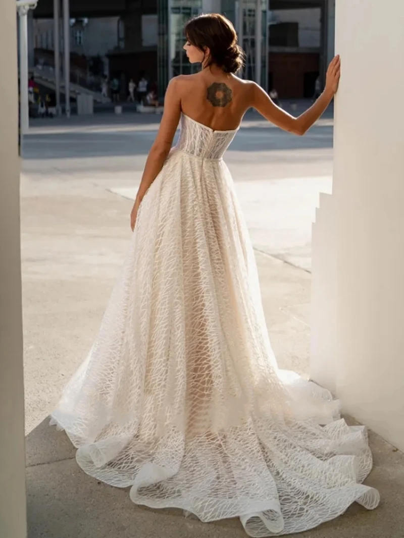 Vintage Wedding Dresses Backless Sleeveless Sexy Bridal Gowns A-Line Robes Lace Appliques Elegant Vestidos De Novia Customized 4