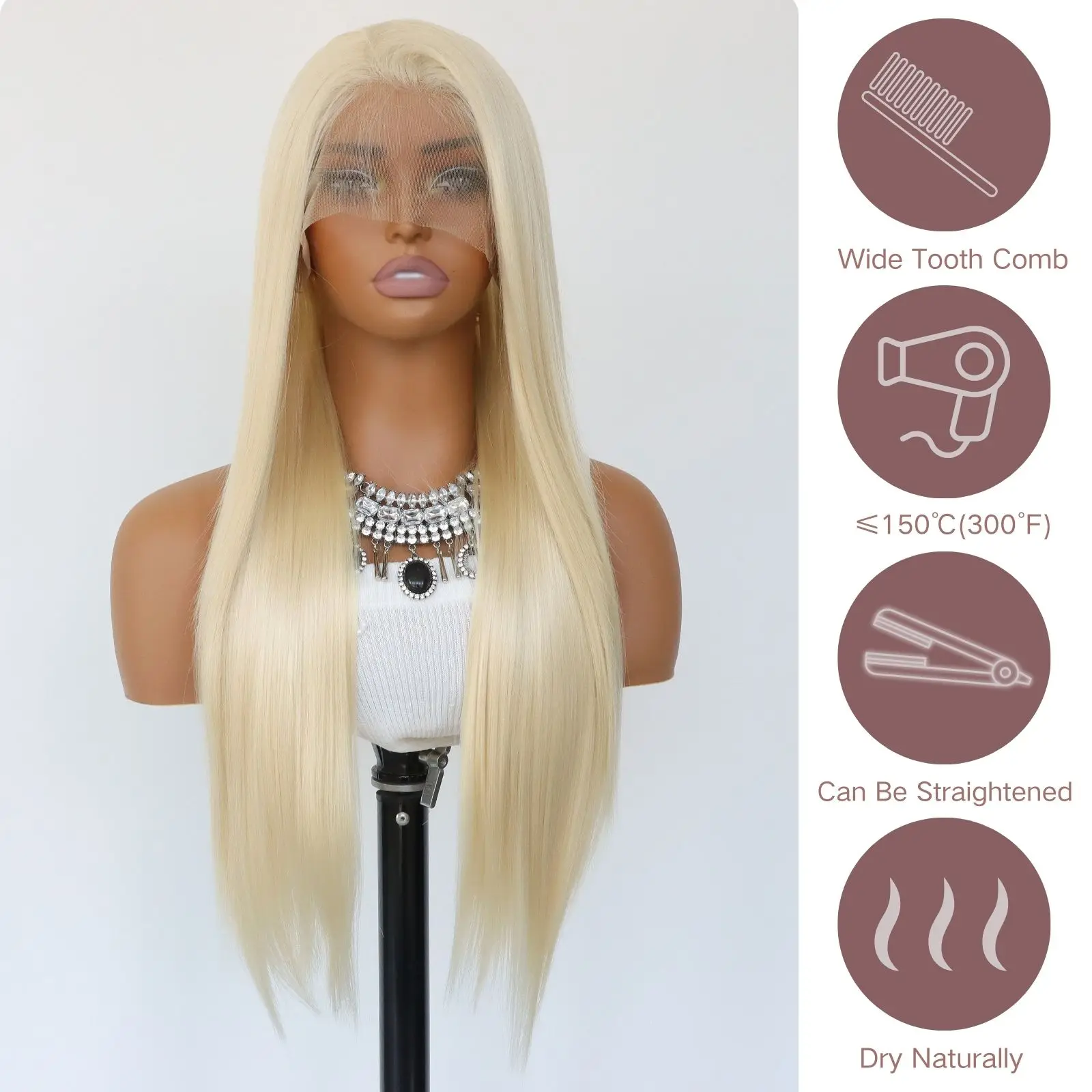 Blonde 13x4 Lace Front Synthetic Wig Straight Blonde Lace Front Wigs Pre Plucked Natural Hairline Wig 26Inch