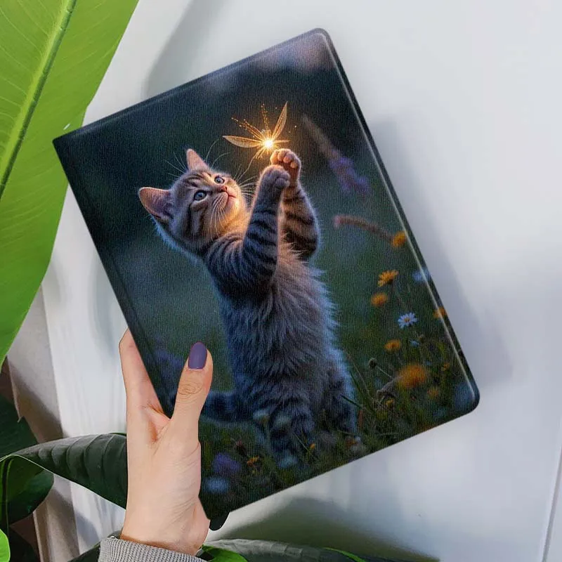 Cartoon Cat and Butterfly Tablet Case