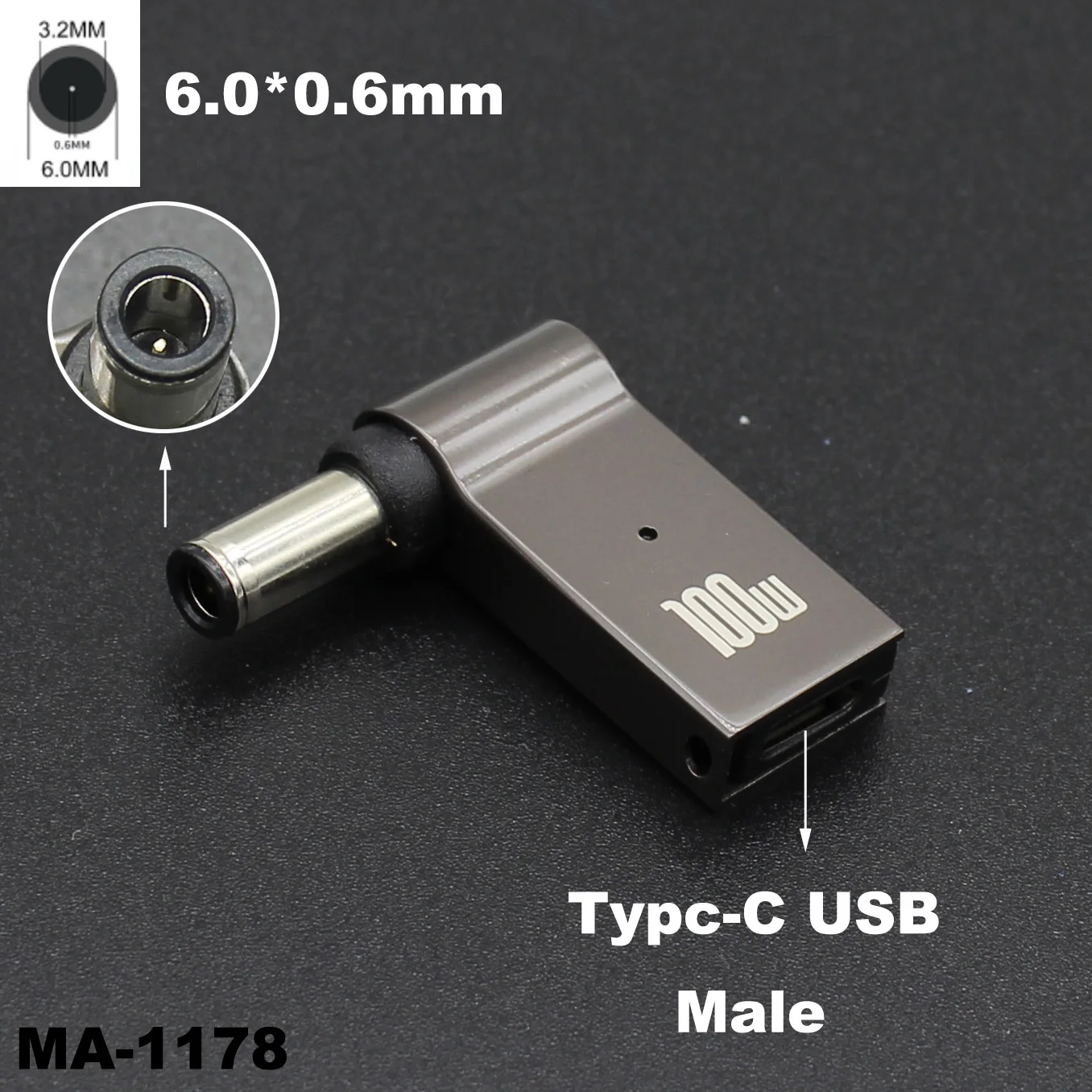 100W USB-C to DC Power Adapter Converter for Universal Laptop Charging
