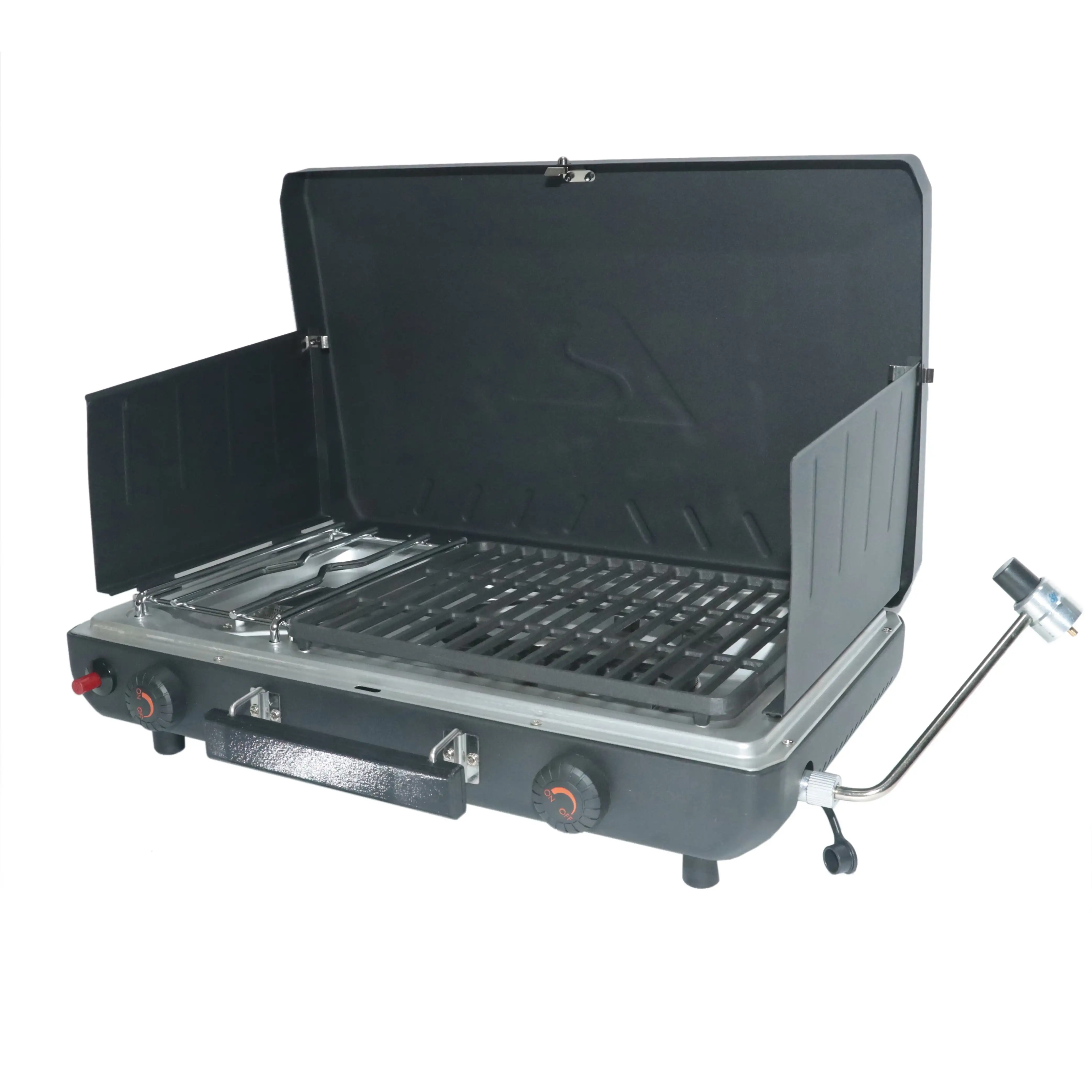 

Ozark Trail Propane 2-in-1 Portable 2 Burner Grill Camp Stove, Model GCT2220WB