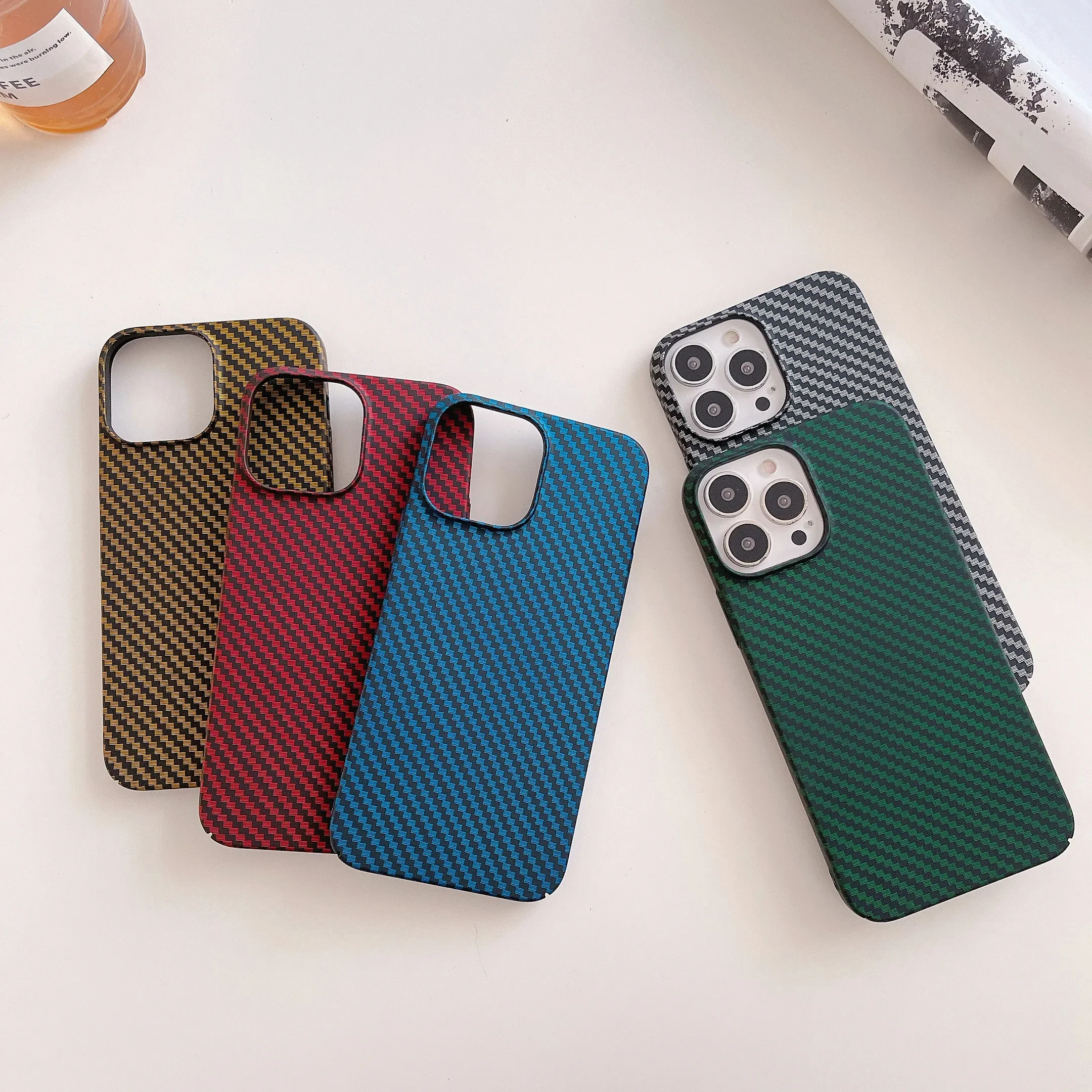 

Carbon Fiber Texture Phone Case For iPhone 15 14 13 12 11 Pro XS Max XR X 8 7 Plus SE 2022 2020 Hard Plastic Back Cover