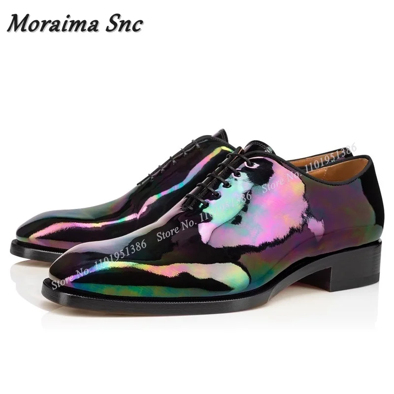

Moraima Snc Colorful Laser Men Leather Shoes Men's Dress Shoes Soft Leather Slip on Solid Solid Party Shoes Big Size 47 Sprig