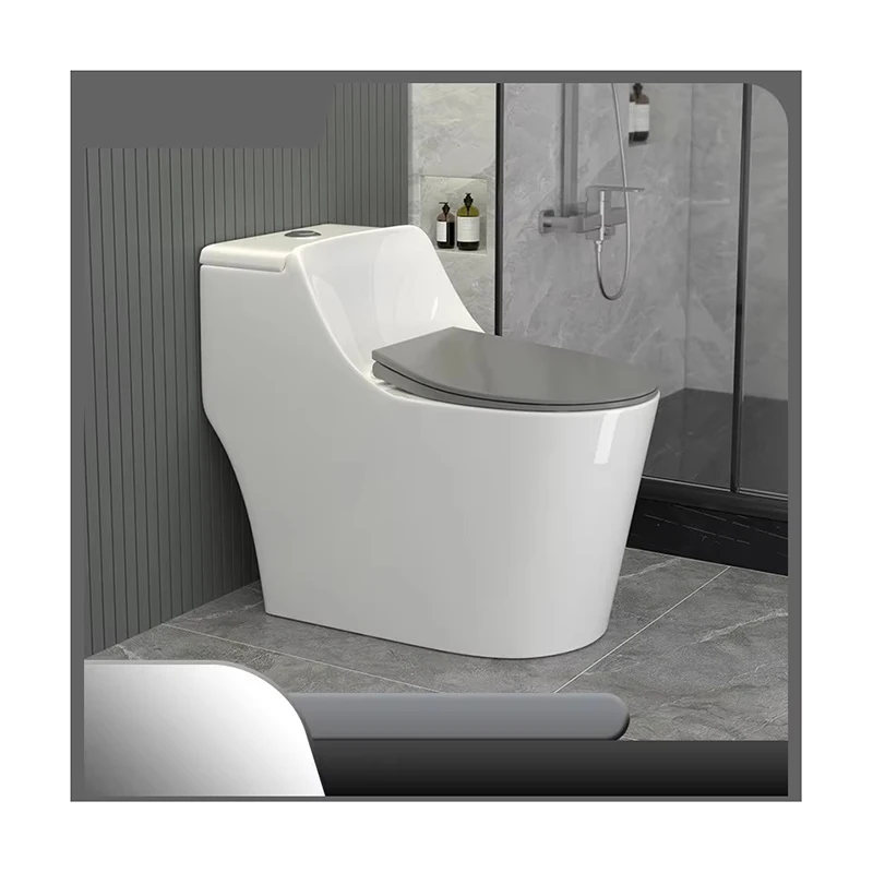 New Fashion Modern Design Bathroom Floor Standing Ceramic Integrated Toilet Seat with Seat Cover