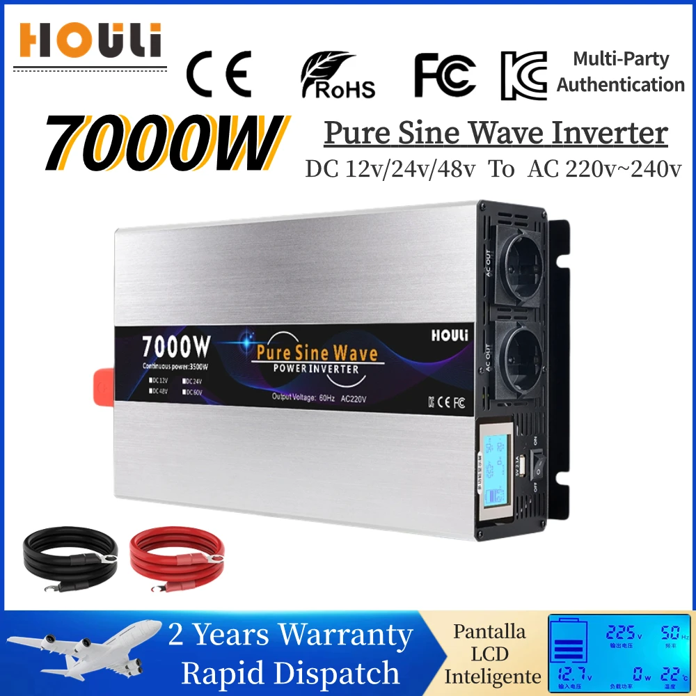 

Pure Sinus Wave Inverter 4000W 5000W 6000W 7000W 12v 24v 48v DC to AC 220v 230v Voltage Power Converter Car Transformer With USB